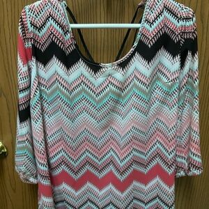 Maurices Pink and Black Chevron Tunic